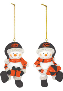 Oklahoma State Cowboys Snowman Designed Ornament - Orange