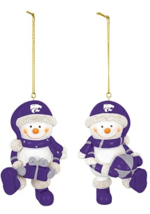 K-State Wildcats Resin Snowman Ornament - White