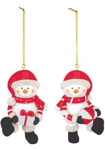 Nebraska Cornhuskers Resin Snowman Ornament - White
