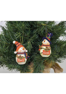 Illinois Fighting Illini Resin Snowman Ornament - Orange