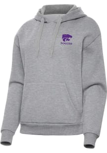 Antigua K-State Wildcats Womens Grey Heather Soccer Victory Hooded Sweatshirt