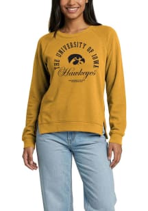 Iowa Hawkeyes Womens Gold French Terry Crew Sweatshirt