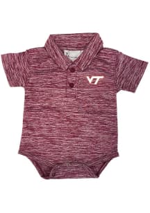 Virginia Tech Hokies Baby Maroon Space Dye Short Sleeve One Piece Polo