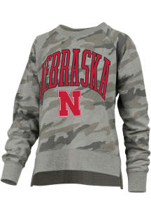 Pressbox Nebraska Cornhuskers Womens Green Nelson Oakland Crew Sweatshirt
