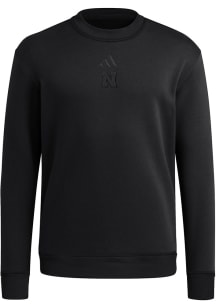 Adidas Nebraska Cornhuskers Mens Black Ultimate365 Cozy Long Sleeve Crew Sweatshirt