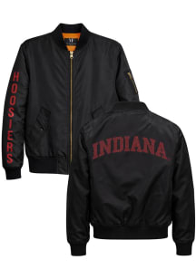 Indiana Hoosiers Womens Black Curve Bomber Crystal Medium Weight Jacket