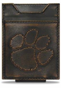 Clemson Tigers Leather Debossed Mens Front Pocket Wallet