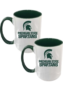 Michigan State Spartans Logo + Wordmark 2 Pack Inner Color Ceramic Mug - White