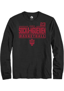 Zania Socka-Nguemen Indiana Hoosiers Black NIL Stacked Box Long Sleeve Player T Shirt