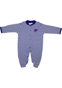 K-State Wildcats Baby Purple Striped Footed Loungewear One Piece Pajamas