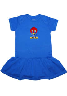 Kansas Jayhawks Baby Blue Picot Baby Jay Short Sleeve One Piece