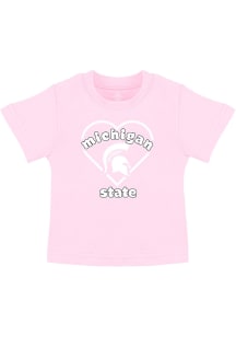 Michigan State Spartans Infant Girls Heart Mascot Short Sleeve T-Shirt Pink