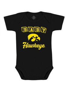 Iowa Hawkeyes Baby Black Baby Mascot Short Sleeve One Piece