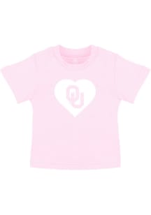 Oklahoma Sooners Toddler Girls Pink Heart Short Sleeve T-Shirt