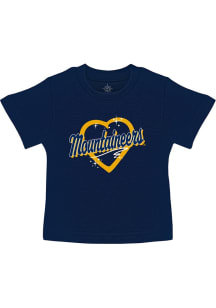 West Virginia Mountaineers Toddler Girls Navy Blue Airbrush Heart Short Sleeve T-Shirt