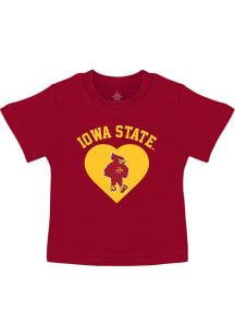 Iowa State Cyclones Toddler Girls Cardinal Heart Short Sleeve T-Shirt