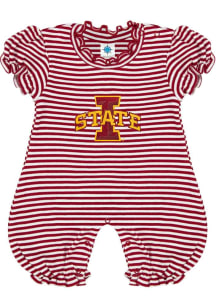 Iowa State Cyclones Baby Cardinal Stripe Puff Sleeve Short Sleeve One Piece