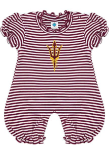 Arizona State Sun Devils Baby Maroon Stripe Puff Sleeve Short Sleeve One Piece