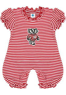Wisconsin Badgers Baby Red Stripe Puff Sleeve Short Sleeve One Piece