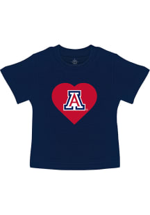 Arizona Wildcats Toddler Girls Navy Blue Heart Short Sleeve T-Shirt