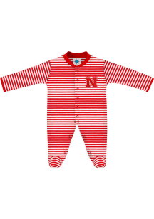 Nebraska Cornhuskers Baby Red Stripe Loungewear One Piece Pajamas