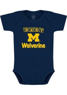 Michigan Wolverines Baby Blue Primary Logo Style Short Sleeve One Piece