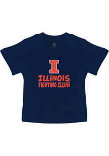Illinois Fighting Illini Infant Playful Short Sleeve T-Shirt Navy Blue