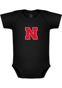 Nebraska Cornhuskers Baby Black Primary Logo Short Sleeve One Piece