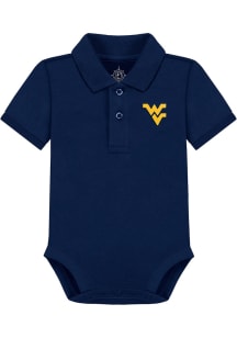 West Virginia Mountaineers Baby Blue Primary Logo Creeper Short Sleeve One Piece Polo
