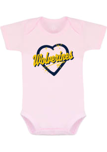 Michigan Wolverines Baby Pink Pink Short Sleeve One Piece