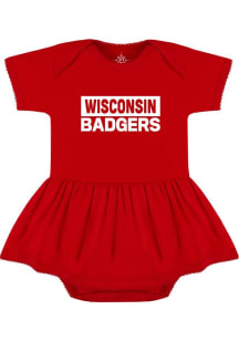 Wisconsin Badgers Baby Red Picot Short Sleeve One Piece