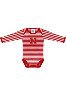 Nebraska Cornhuskers Baby Red Stripe Long Sleeve One Piece