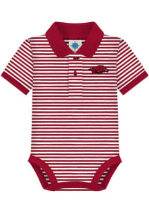 Arkansas Razorbacks Baby Cardinal Red Stripe Polo Short Sleeve One Piece Polo