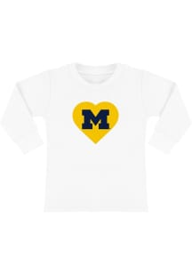 Michigan Wolverines Toddler Girls White Heart Long Sleeve T Shirt