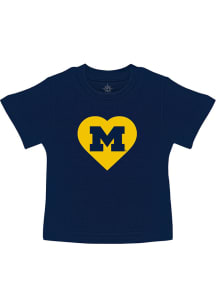 Michigan Wolverines Toddler Girls Blue Heart Short Sleeve T-Shirt