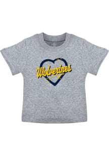 Michigan Wolverines Toddler Girls Blue Airbrush Heart Short Sleeve T-Shirt