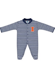 Illinois Fighting Illini Baby Navy Blue Stripe Loungewear One Piece Pajamas