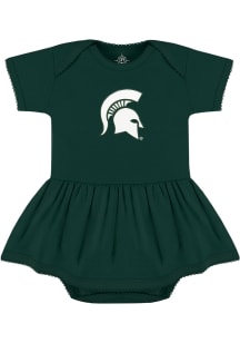 Michigan State Spartans Baby Green Picot Short Sleeve One Piece