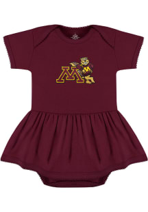 Minnesota Golden Gophers Baby Maroon Picot Short Sleeve One Piece
