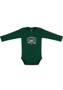 Ohio Bobcats Baby Green Primary Logo Long Sleeve One Piece