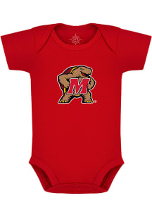 Maryland Terrapins Baby Red Primary Logo Design Short Sleeve One Piece