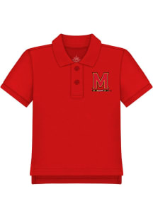 Maryland Terrapins Baby Red Primary Logo Short Sleeve One Piece Polo