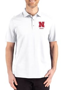 Cutter and Buck Nebraska Cornhuskers Mens White Alumni Advantage Refresh Short Sleeve Polo