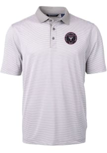 Cutter and Buck Inter Miami CF Mens Grey Virtue Eco Pique Micro Stripe Short Sleeve Polo