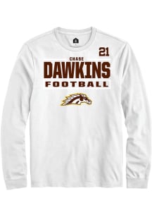 Chase Dawkins Western Michigan Broncos White Football NIL Stacked Box Long Sleeve Player T Shirt