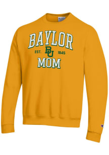 Champion Baylor Bears Mens Gold EST Date Mom Powerblend Long Sleeve Crew Sweatshirt
