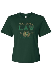 Summit Sportswear William & Mary Tribe Womens Green Midlength Short Sleeve T-Shirt