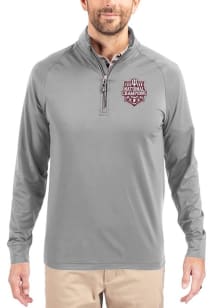 Cutter and Buck Indiana Hoosiers Mens Grey 2025 CFP National Champions Adapt Eco Knit Long Sleeve..