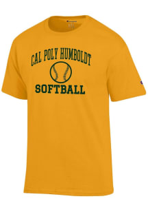 Champion Cal Poly Humboldt Lumberjacks Gold Softball Jersey Short Sleeve T Shirt