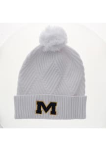 Michigan Wolverines White Bridger Textured Cuff Beanie Womens Knit Hat